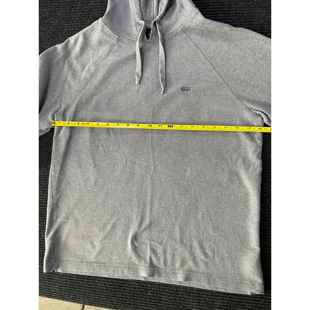 Vans Mens Gray Textured Waffle Knit Raglan Long Sleeve Hoodie Shirt Size M - Picture 7 of 8